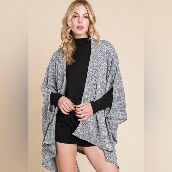 Blu Trends Accessories - Ms Diva Plus…Beautiful Jacquard Knit Open Cardi/Wrap w/Sleeves
